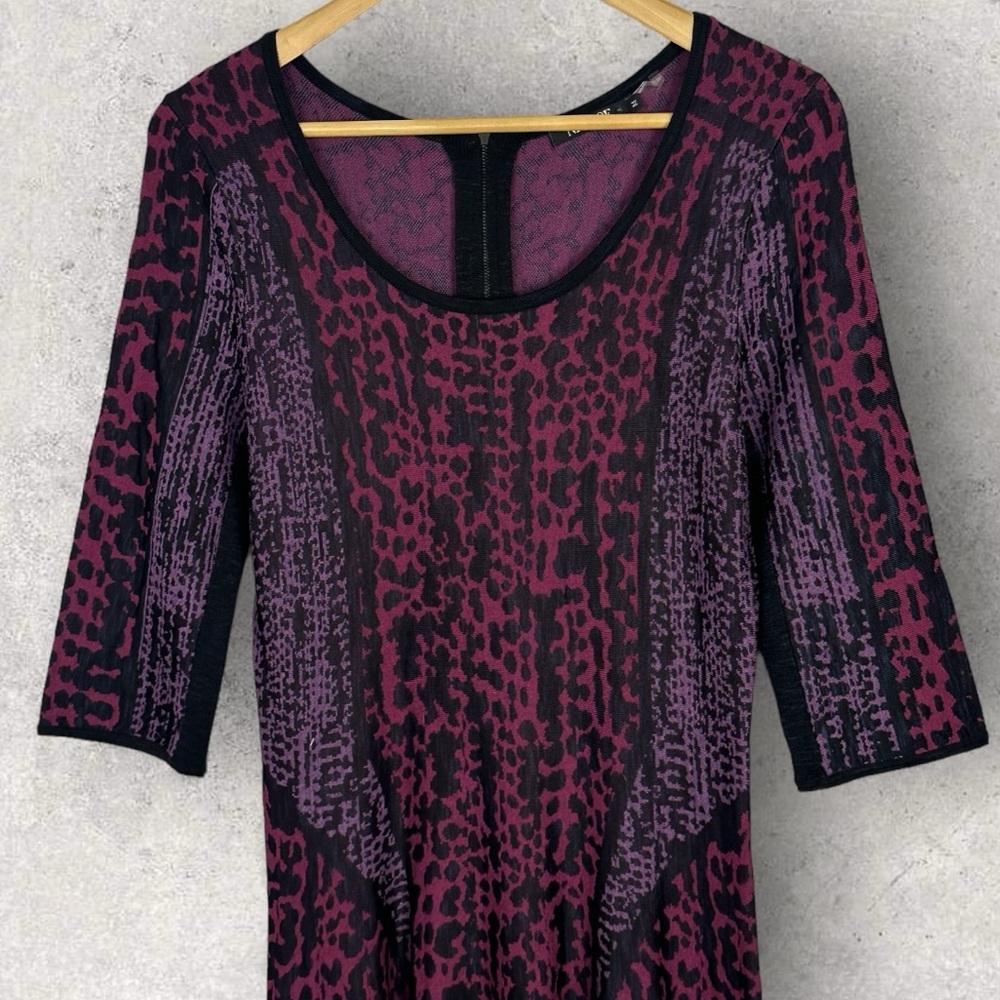 Nic Zoe Flare Dress Size Medium Purple Pink‎ Stretch Flare Bohemian Long Sleeves - Picture 5 of 11